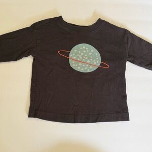 Hanna Andersson Grey Space Planet Saturn Long Sleeve Shirt Baby 6-12 Months